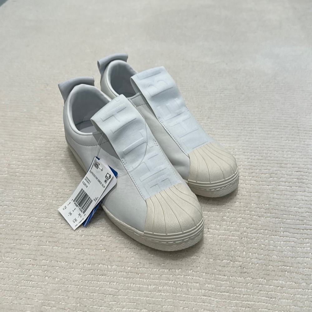 NWT Adidas Superstar White Slip On Tennis Shoes Size 7 1/2